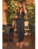 Elegant jumpsuit with a collar, navy blue FG573 - Online store - Boutique